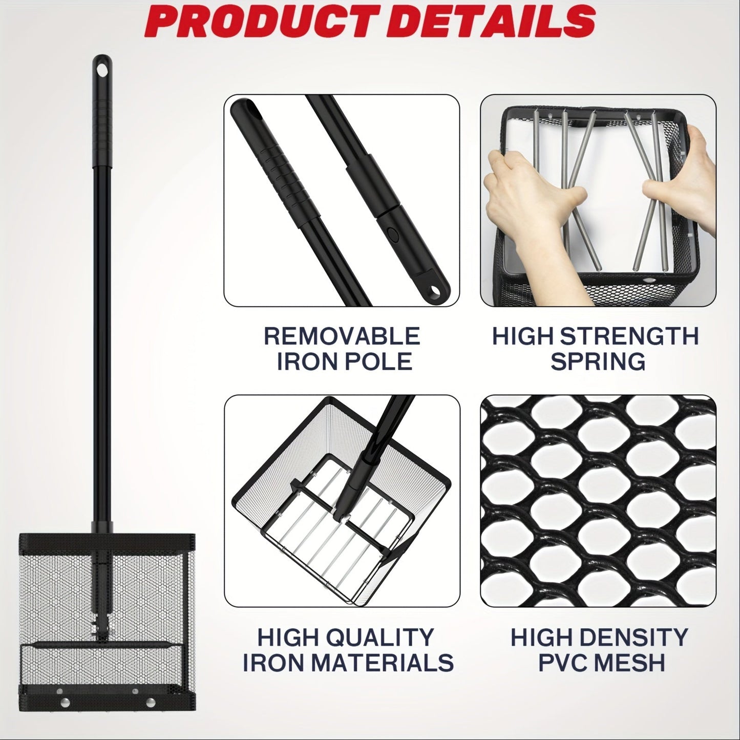 SAPLIZE Heavy-Duty Golf Ball Retriever - Extra-Large 75 Ball Capacity, Ultra-Sturdy and Long-Lasting Picker - Effortlessly Collect More Balls, Play Smarter!