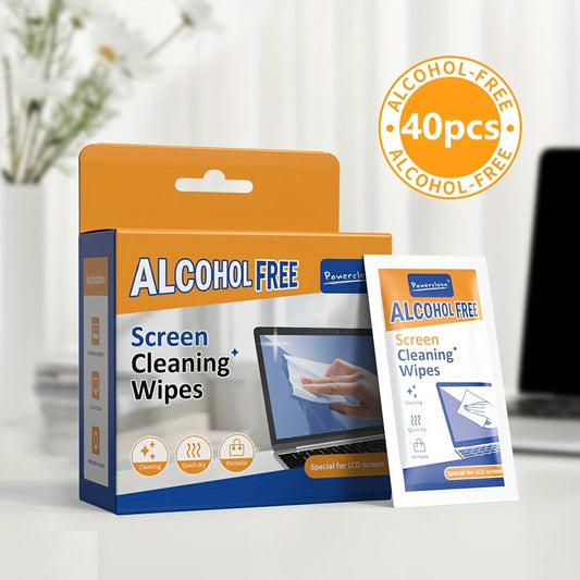 40pcs Large LCD Screen Cleaning Wipes – Gentle, Streak-Free Formula for Tablets and Smartphones – Portable and Convenient for Home, Office, Car, and Outdoors