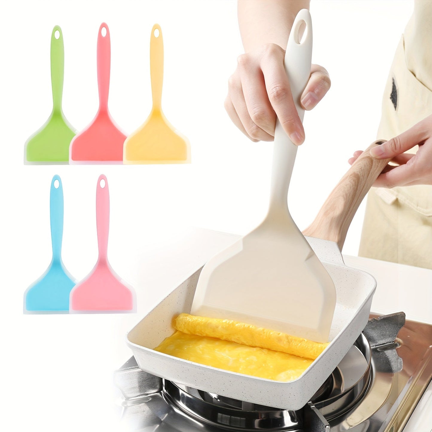 Nonstick Pancake Shovel & Turner – Silicone Omelette Spatula for Eggs, Fish, Pizza, & Steak, Heat-Resistant Kitchen Utensil