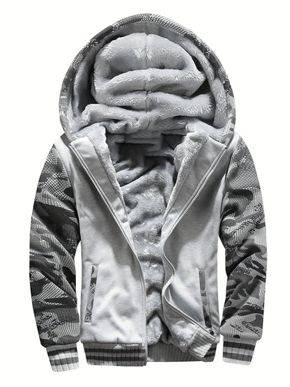 WarmthMax Fleece Hooded Jacket - Soft, Breathable, Water-Resistant Insulating Coat for Fall & Winter Outdoor Activities, Color Block Design