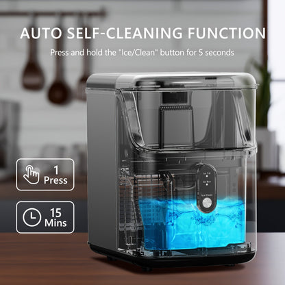 34Lbs Nugget Ice Maker & 26Lbs Bullet Ice Maker - Soft Chewable Crushed Ice Machine, Portable Countertop Ice Maker with Auto-Cleaning, Basket & Scoop, One-Button Operation for Home Use