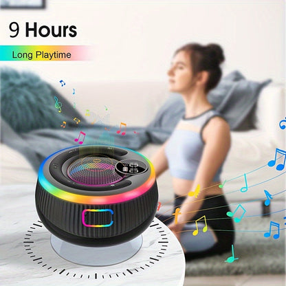 Portable Wireless Bathroom Speaker with Suction Cup - Stereo Sound, Built-In Microphone, 9-Hour Battery Life - Ideal for Travel, Parties and Outdoor Use