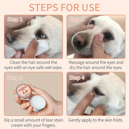 Pet Tear Stain Prevention Balm - Natural Eye Care for Dogs & Cats, Safe, Non-Irritating, Gently Cleanses & Repels Tears