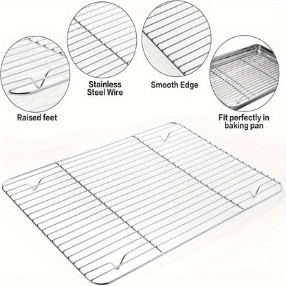 6 Piece Stainless Steel Baking Sheet & Rack Set – Heavy-Duty, Non-Toxic, Easy-Clean Oven Trays with Cooling Racks, Dishwasher Safe