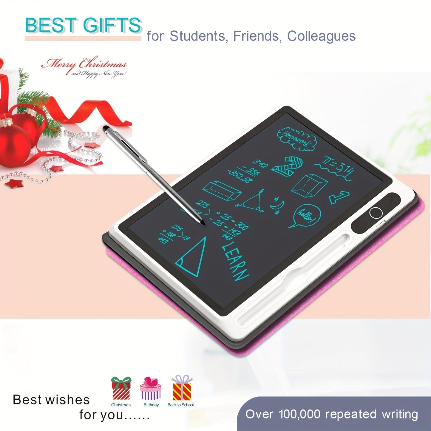 9.3in Ultra-Slim LCD Writing Tablet with Leather Protective Case - Portable Digital Handwriting Pad for Doodling, Drawing, Note-Taking - Ideal Gift for Students, Adults, School, or Office