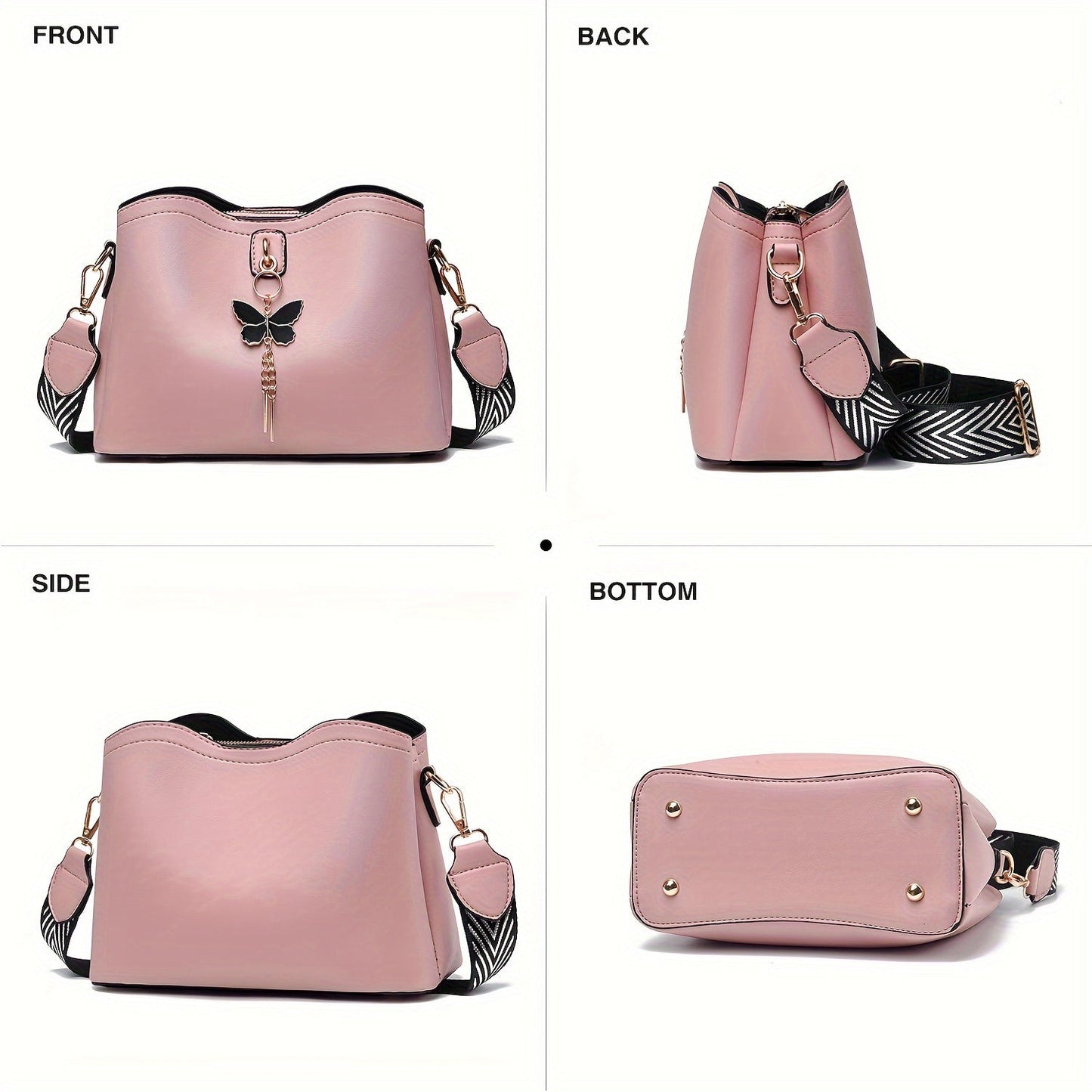 Small Crossbody Bags for Women - Fashion Butterfly Bucket Purses, Lightweight Shoulder Handbags