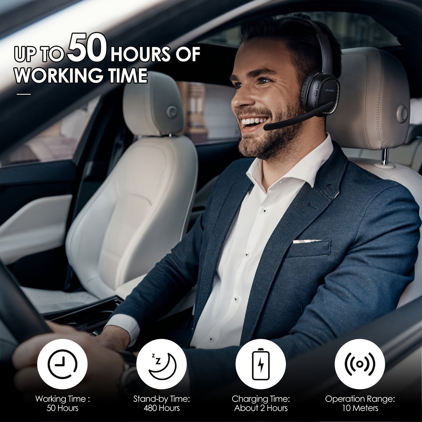 ProTruck Wireless Headset 5.2 - Crystal-Clear ENC Calls, Noise Cancellation, Long-Lasting Comfort for Office, Truck Drivers, Customer Service
