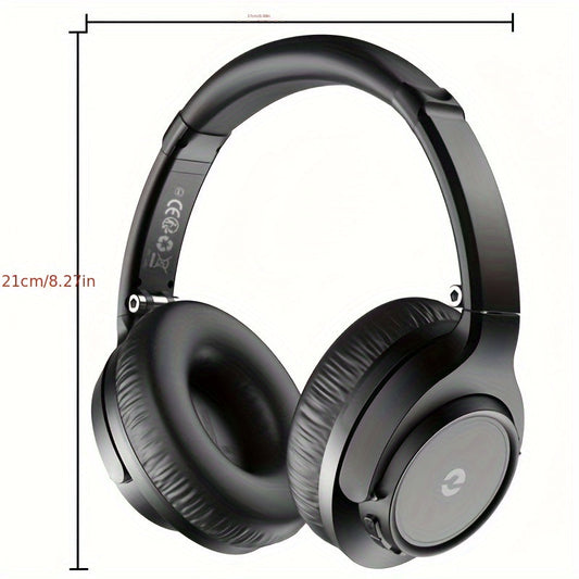 50 Hour Playtime Wireless Hi-Fi Stereo Headphones - Deep Bass, Foldable, Lightweight, Rechargeable Lithium-Polymer Battery, Microphone, and Comfortable Over-Ear Design for Home, Office, and Cellphone Use