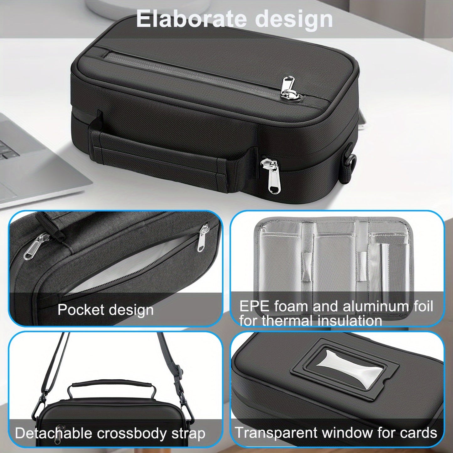Large Insulin Cooler Travel Case – Compact Medication Bag with 4 Ice Packs, Holds 8 Insulin Pens & Diabetic Supplies