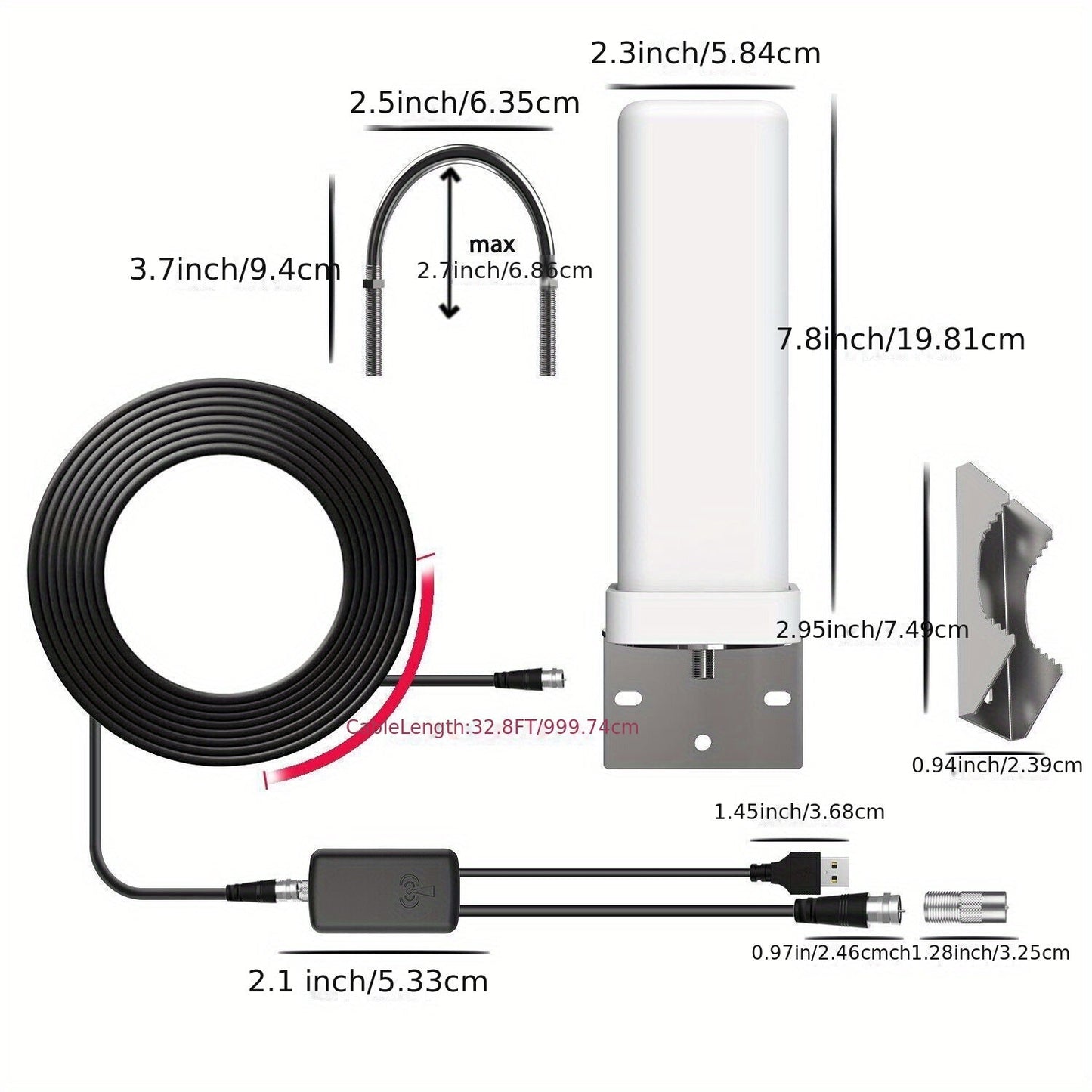 6000-Mile Outdoor TV Antenna – Digital HDTV 4K Amplified, Long Range 360° UHF, VHF & FM Reception