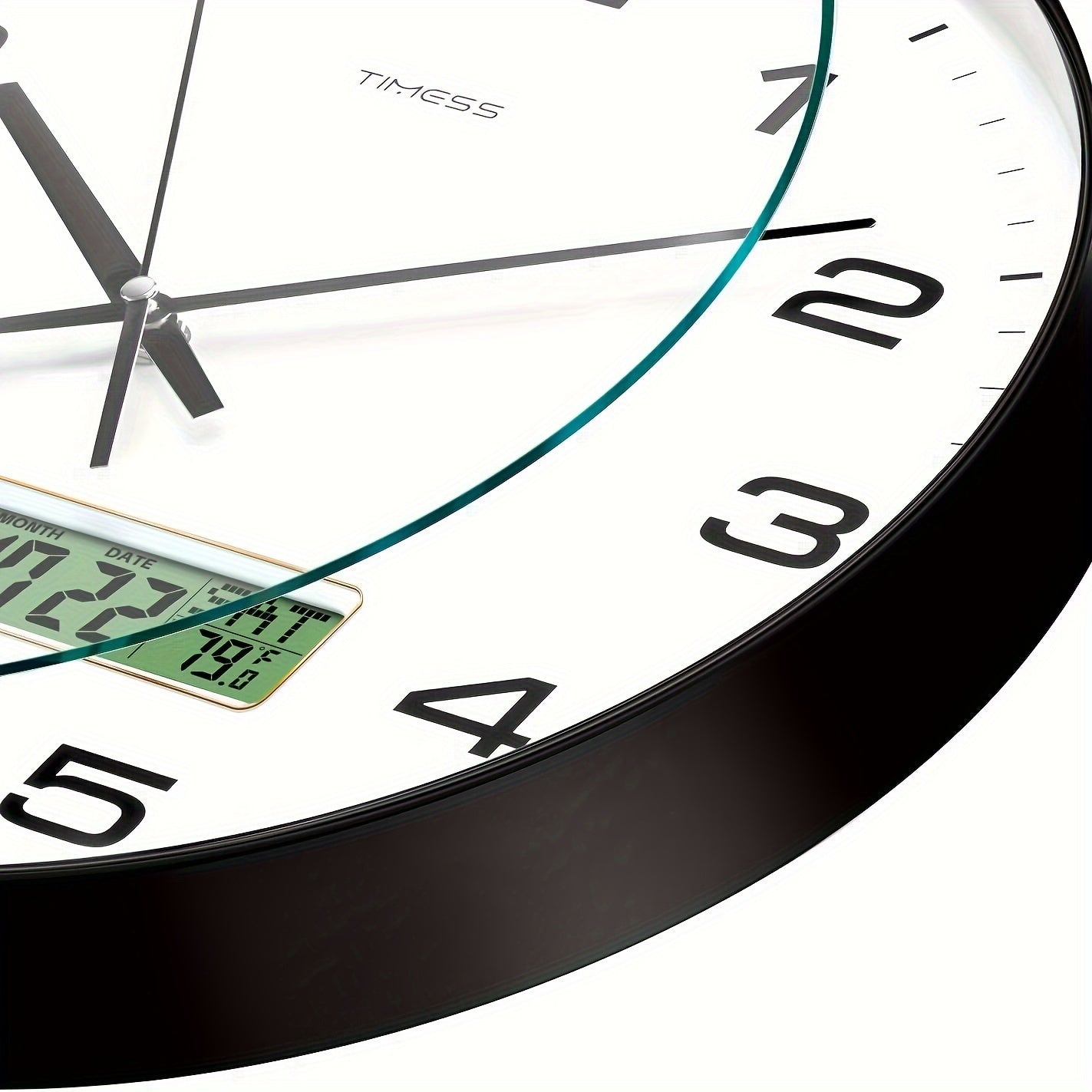 TIMESS Calendar Display Analog Wall Clock – 10/12/14 inch Silent 4-Color Large Dial with Perpetual Calendar & Fahrenheit Temperature, for Bedroom, Office, School Decor