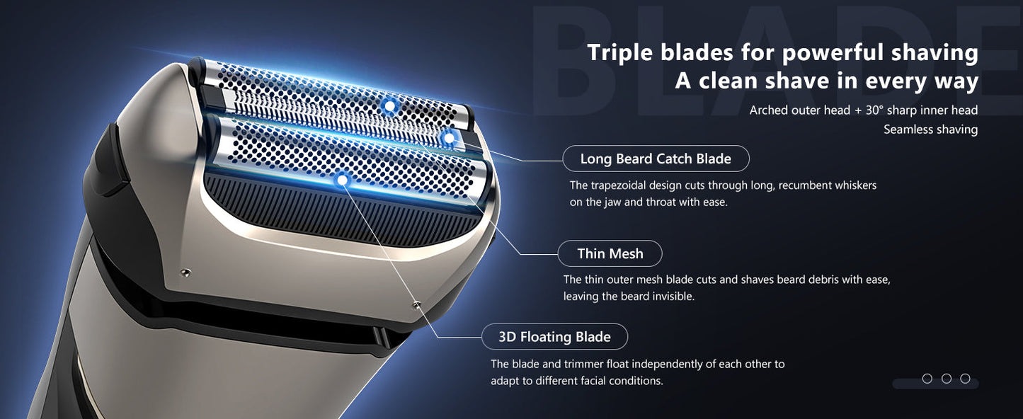 Sejoy Electric Razor for Men – 3-Blade Foil Shaver with 7500 RPM High-Speed Motor & Digital Power Display