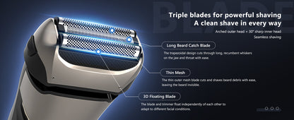 Sejoy Electric Razor for Men – 3-Blade Foil Shaver with 7500 RPM High-Speed Motor & Digital Power Display