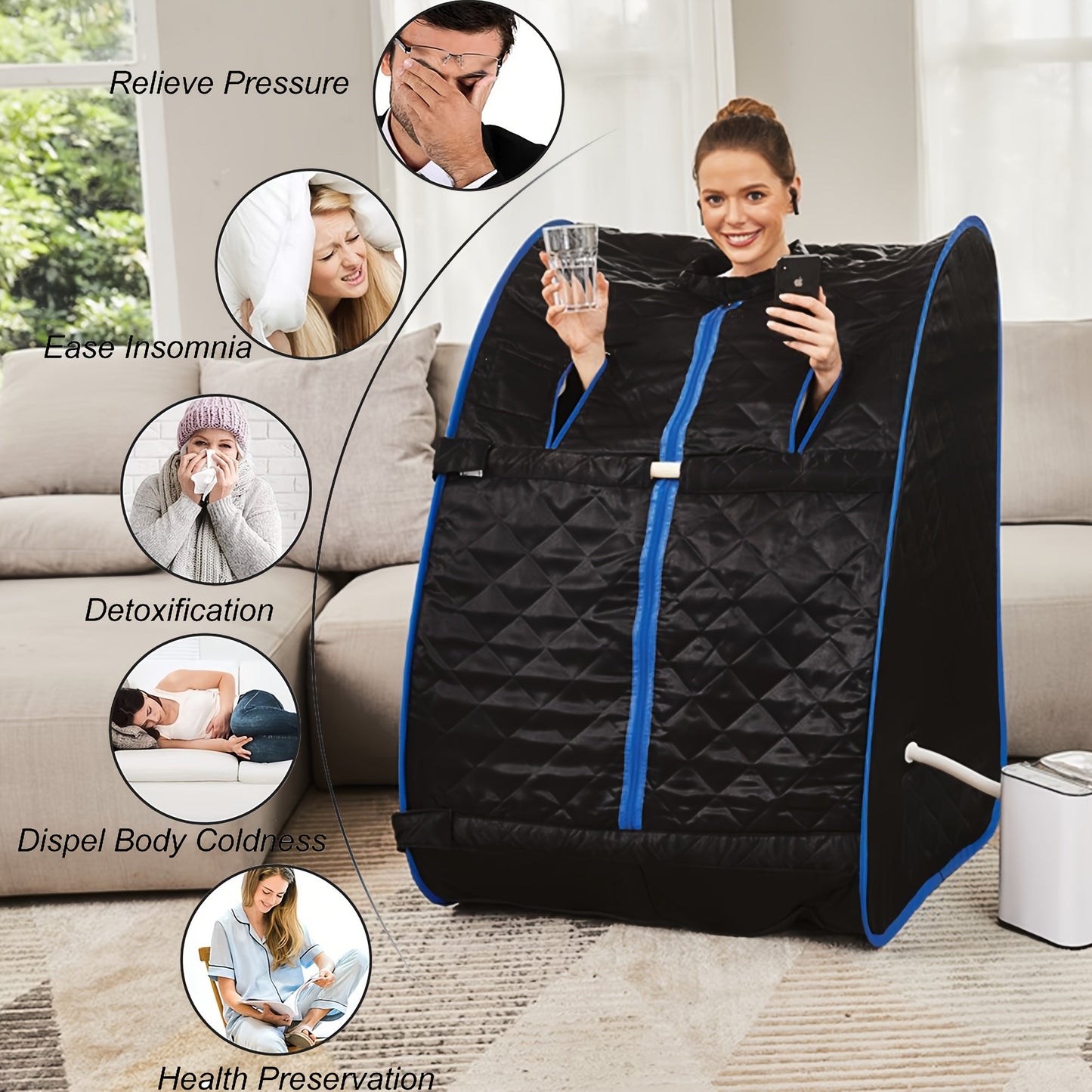 Portable Steam Sauna Spa - Personal Indoor Sauna Tent with Remote Control, Chair and Timer Included, One-Person Sauna for Therapeutic Relaxation and Detox at Home