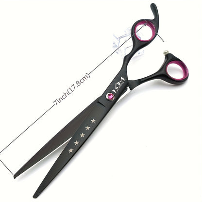 4pcs Professional 7-Inch Dog Grooming Scissors Set - Straight, Thinning, Curved, and Chunkers with Comb