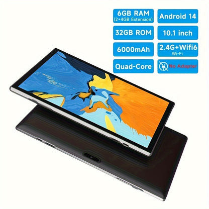 PEICHENG 2024 New 10 Inch Android 14 Tablet - 2GB+4GB RAM, 32GB ROM + 1TB Expandable, RK3326S Quad-Core, Dual-Band 2.4G/5G WiFi, GMS Certified IPS Touch Screen