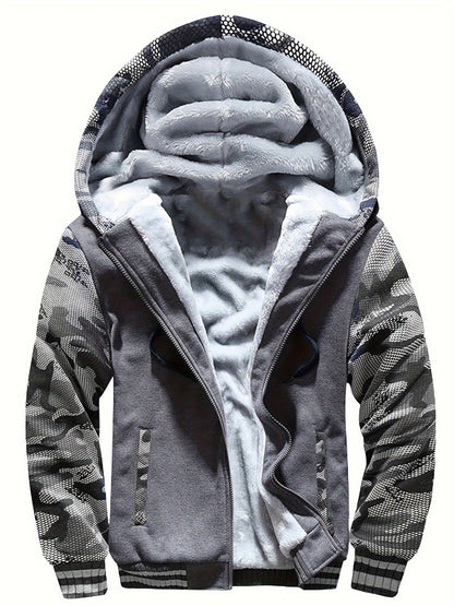 WarmthMax Fleece Hooded Jacket - Soft, Breathable, Water-Resistant Insulating Coat for Fall & Winter Outdoor Activities, Color Block Design