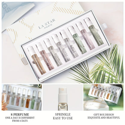 LASTAR Women's Spray Perfume Set - 8-Piece Gift Box, Long-Lasting Fragrances of Fresh Flowers, Fruit, Citrus and Wood
