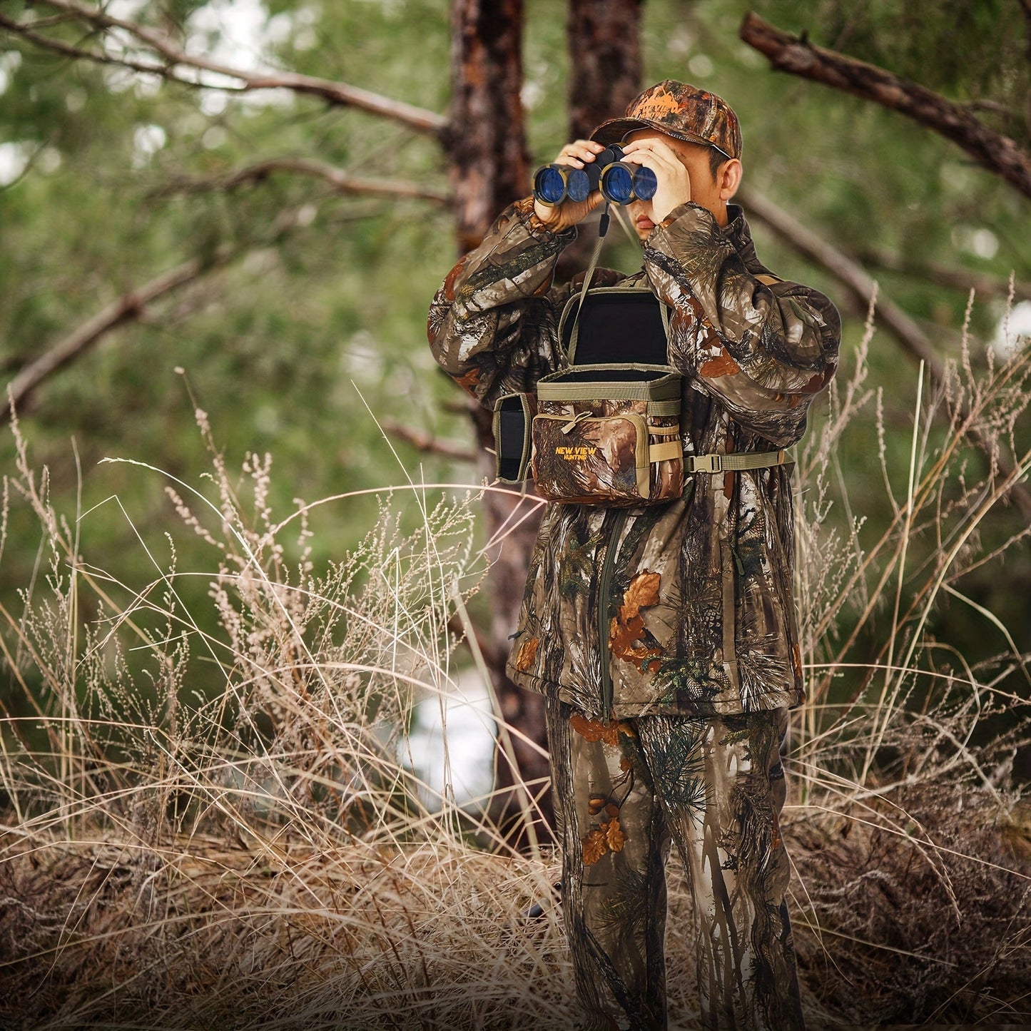 New View Camo Chest Bag with Tassel Detail - Durable Polyester, Ideal for Hunting and Fishing