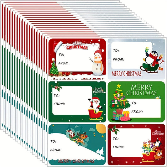 90 Pack Christmas Sticker Tags – Self-Adhesive Paper with Name Tags for Festive Greetings