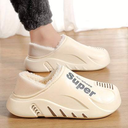 Minimalist Winter Bootie Slippers for Men and Women - Plush-Lined, EVA Upper, All-Season Indoor/Outdoor, Waterproof Snow Boots with Positioning Print, Crafted in Quanzhou