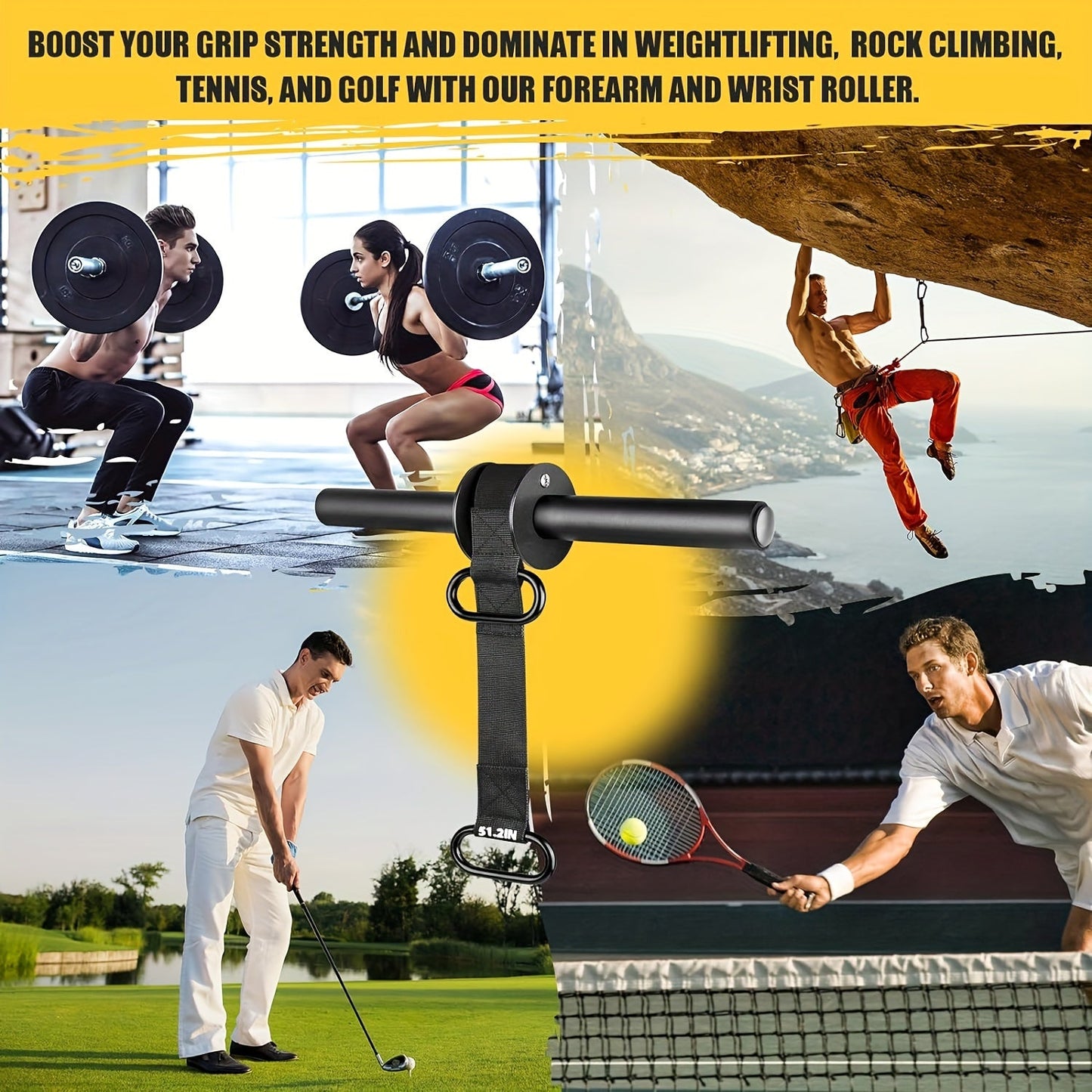 Ultra-Strong Forearm and Wrist Strengthener – Durable Nylon Webbing, Quick Locking Mechanism, Anti-Slip Grip Handles for Enhanced Training