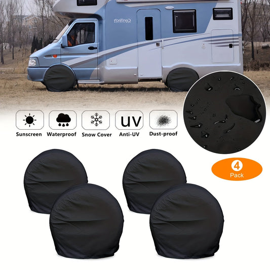 4pcs Black Tire Cover – Waterproof Wheel Protector for Truck, SUV, Trailer, Camper