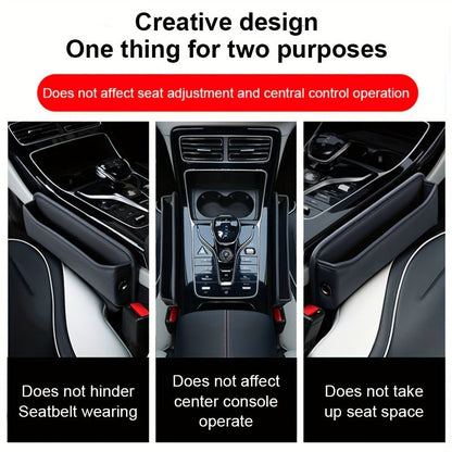 Universal Fit Premium PU Leather Car Seat Gap Organizer – Spacious Storage Box with Cup Holder & Console Side Pocket for Clutter-Free Vehicle Interior