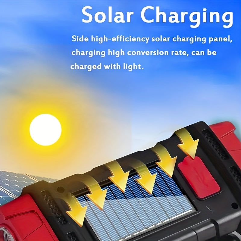 Multifunctional LED Solar Camping Light – Bright Portable Rechargeable Flashlight for Outdoor Hiking and Camping