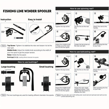Portable Handheld Fishing Line Spooler - Compact Line Winder for Fishing Tackle