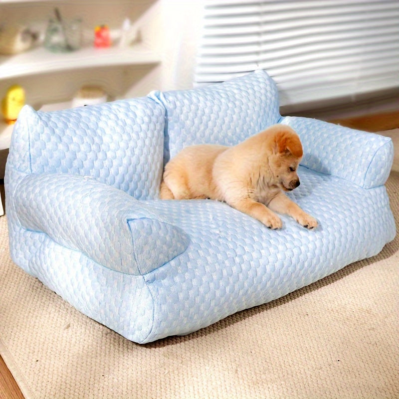 Breathable Ice Silk Pet Sofa Bed for Cats - Removable Polyester Cover, Ideal for Spring / Summer Comfort