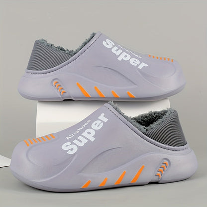 Minimalist Winter Bootie Slippers for Men and Women - Plush-Lined, EVA Upper, All-Season Indoor/Outdoor, Waterproof Snow Boots with Positioning Print, Crafted in Quanzhou