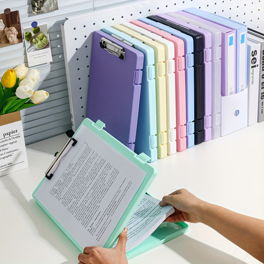 A4 File Folder Storage Box – Plate Clip for Test Paper & Document Organization – Large Capacity with Subject Classification – Multi-Function for Students