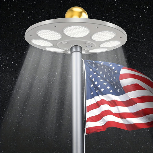 Solar Flagpole LED Light – 26/136 LED, Waterproof Outdoor Lighting for 15-25 Ft Poles, Automatic Dusk to Dawn, 10-Hour Runtime for Patios & Gardens