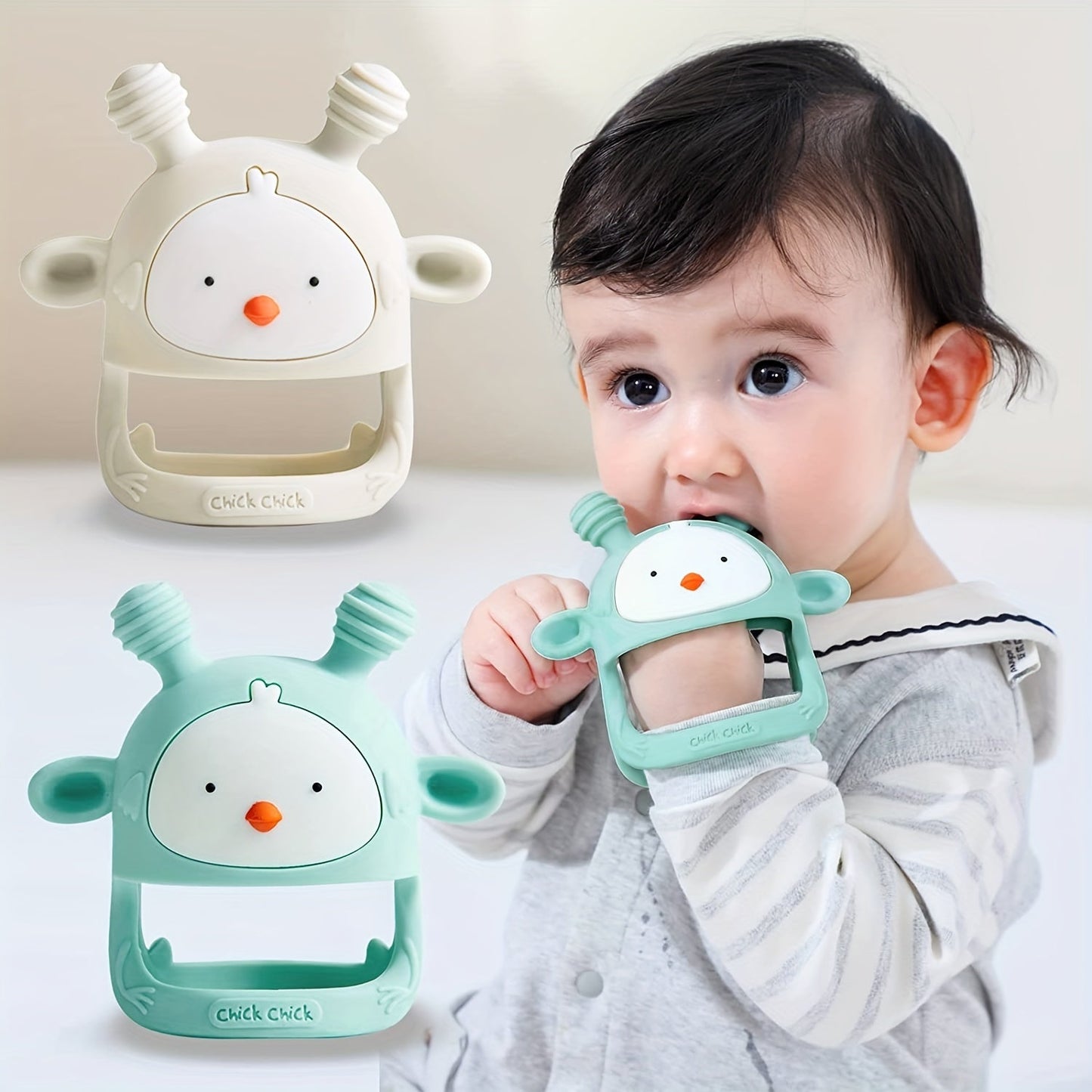 Silicone Baby Teething Toy - Never Drop Design, BPA Free, Rattling Teether for Infants 6-12 Months, Available in 1/2 Pack
