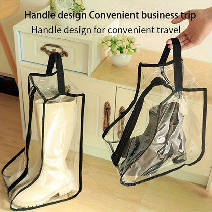 Minimalist PVC Shoe Protector Bags – Clear, Foldable, Waterproof, Dustproof with Zipper, Hand Washable Storage Bags for Travel & Home Organization
