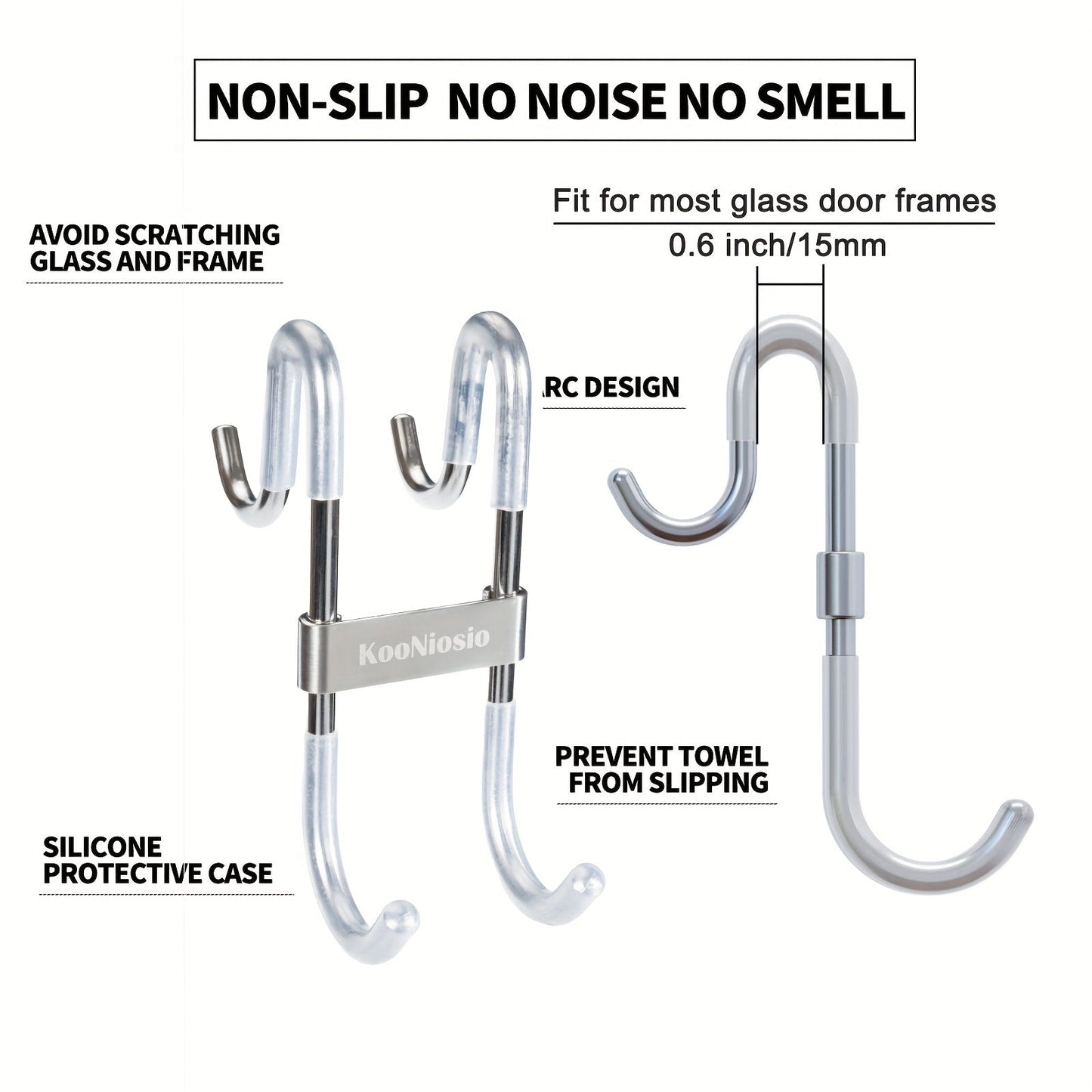 1/2/3Pcs Shower Door Hooks - Metal Hanging Hook for Clothes, Coats & Towels, Multifunctional Strong Bearing Bathroom Glass Door Hook