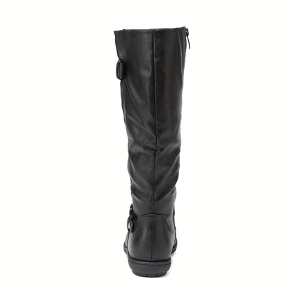 Women's Wide Calf Knee High Boots - Faux Fur-Lined Autumn & Winter Boots, Durable & Comfortable Knee-Length Style