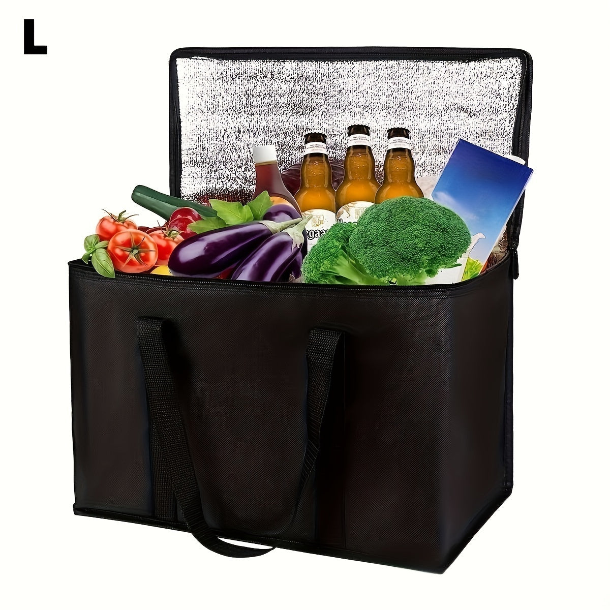 XL/Large Insulated Bag – Keeps Food Hot and Cold for Hours – Grocery Tote, Soft Cooler Bag, Pizza Warmer – Lightweight and Sturdy Zipper