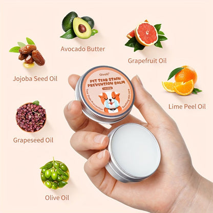 Pet Tear Stain Prevention Balm - Natural Eye Care for Dogs & Cats, Safe, Non-Irritating, Gently Cleanses & Repels Tears