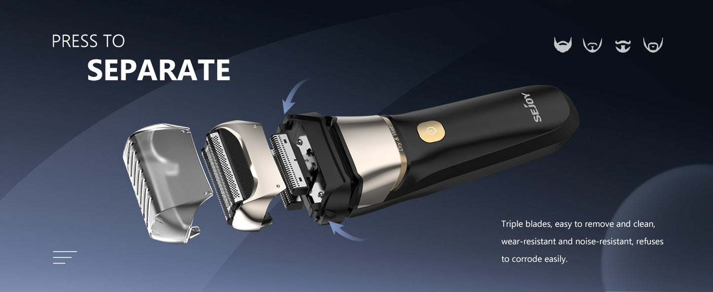 Sejoy Electric Razor for Men – 3-Blade Foil Shaver with 7500 RPM High-Speed Motor & Digital Power Display