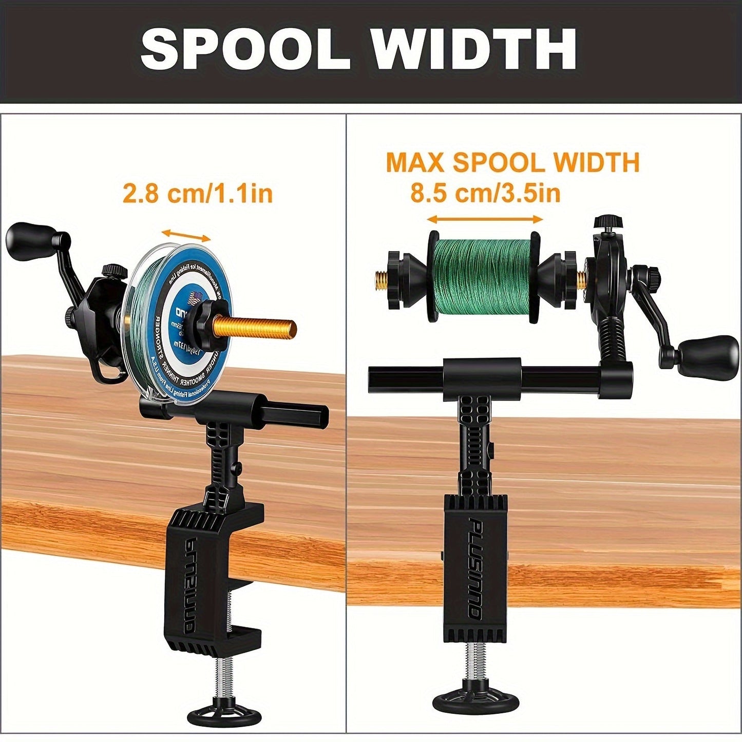PLUSINNO Fishing Line Spooler with Unwinding Function - Versatile Spooling Station for Spinning and Cast Reels, No Line Twist
