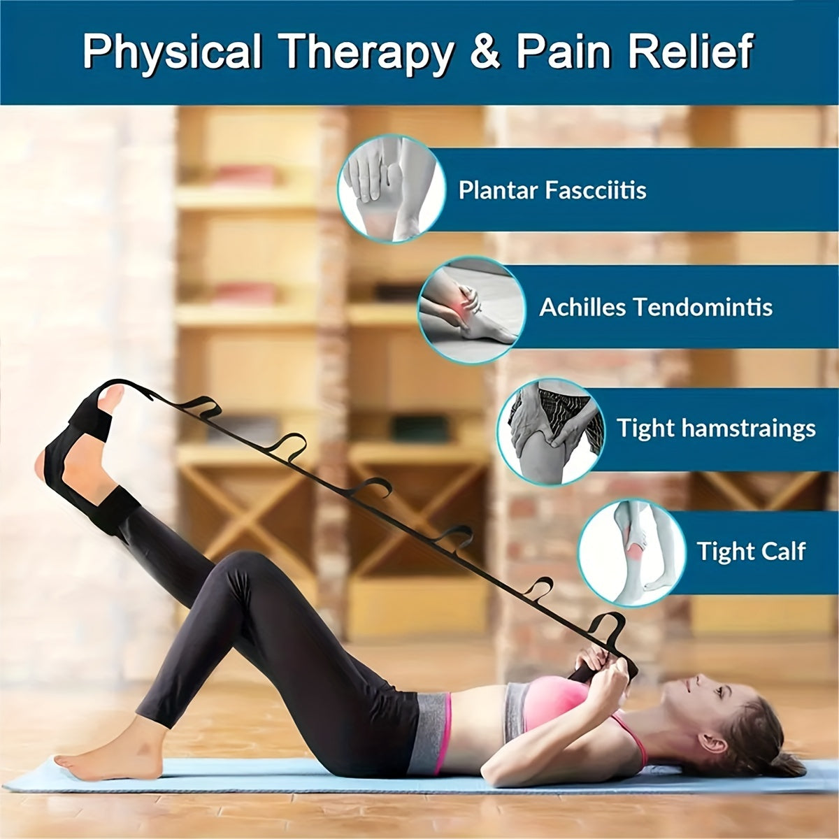 Foot Stretcher & Calf Stretcher for Plantar Fasciitis – Yoga Stretching Band for Muscle Relaxation