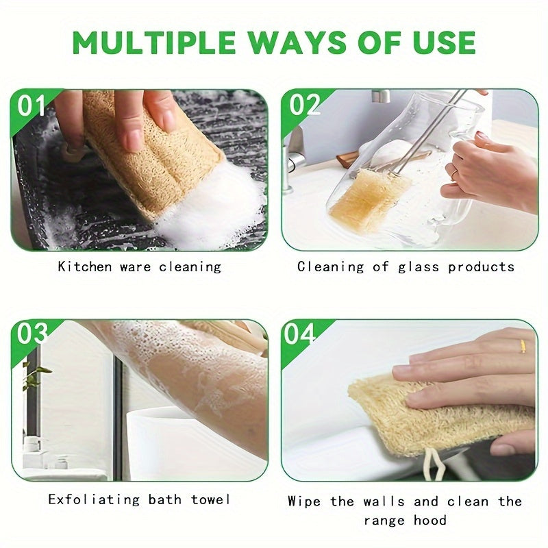 5 Pack Natural Loofah Exfoliating Sponges – Gentle Body Scrubber for Shower & Bath, Ideal for Kitchen & Bathroom Cleaning