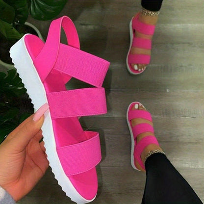 Women's Stylish Sports Sandals – Breathable Round Open Toe, Adjustable Elastic Bands, Vibrant Colors, Ultra-Comfortable Sole – Perfect for Summer Beach Adventures
