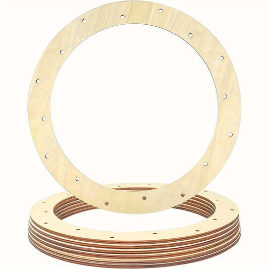 6pcs 12 Inch Unpainted Wooden Wreath Frames with 16 Holes – DIY Craft Rings for Floral Arrangements, Home Decor, and Party Centerpieces, Ideal for Small Ornaments