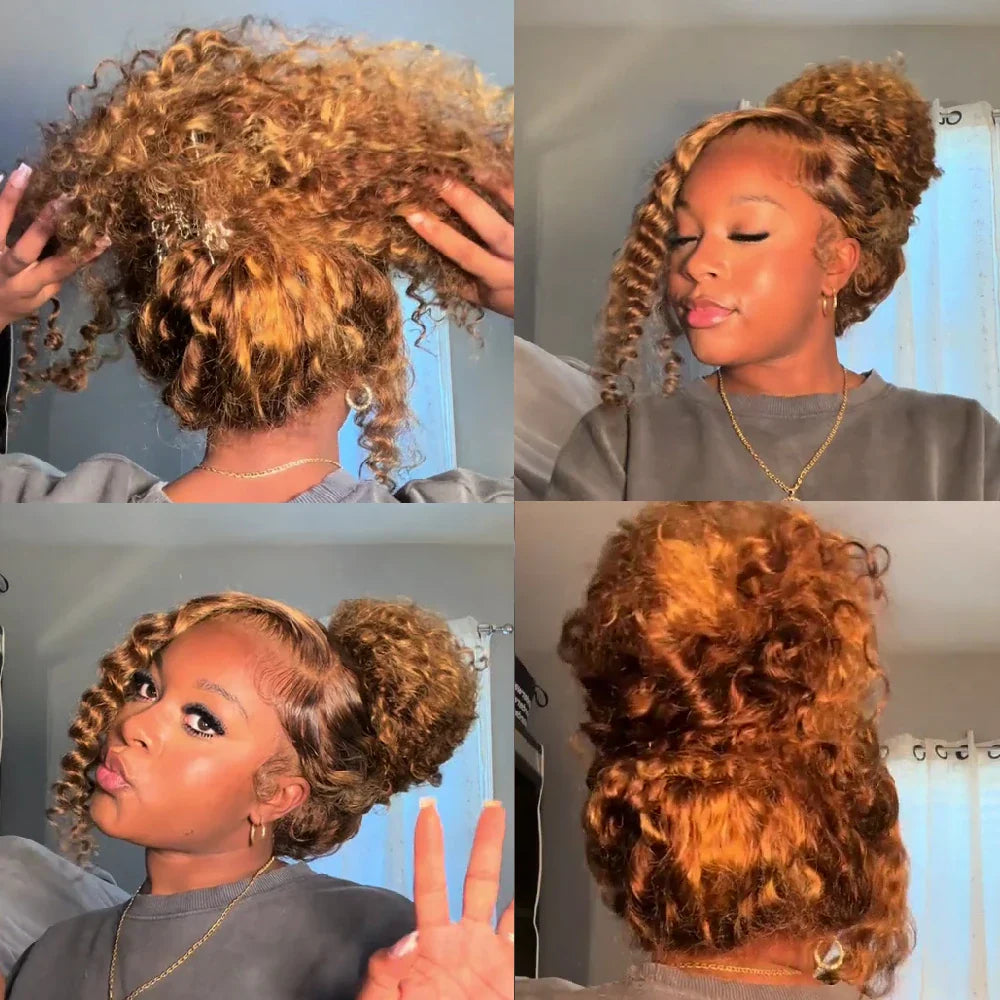 Highlight Invisi-Strap HD 360 Lace Front Wig – 250 Density Deep Curly Pre-Plucked Human Hair Full Lace Wig