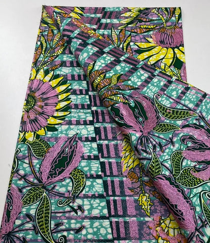 Grand Super Ankara Wax Fabric - Original 100% Cotton Glitter Batik Pagne 6 Yards Nigerian Party Dress Sewing Material