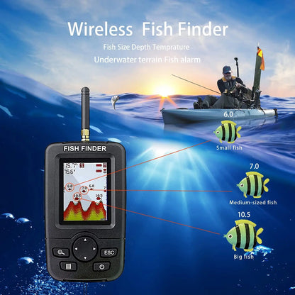 Wireless Sonar Fish Finder – Portable Underwater Fishing Detector & Echo Sounder with Fishing Alert