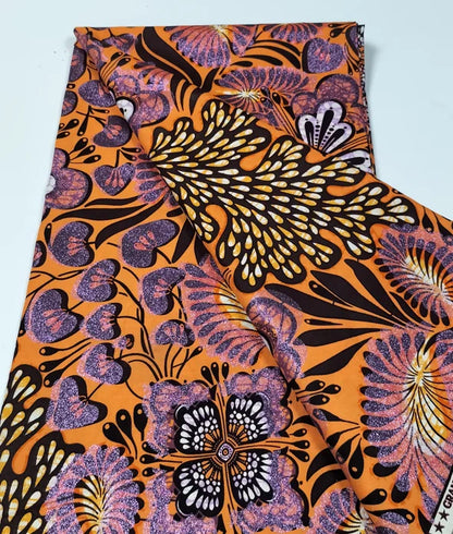 Grand Super Ankara Wax Fabric - Original 100% Cotton Glitter Batik Pagne 6 Yards Nigerian Party Dress Sewing Material